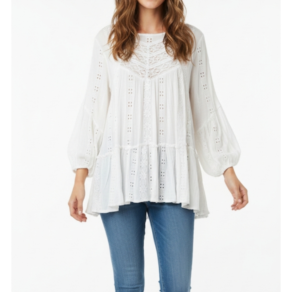 Free People Elegant White Lace Women's Top Size Xs